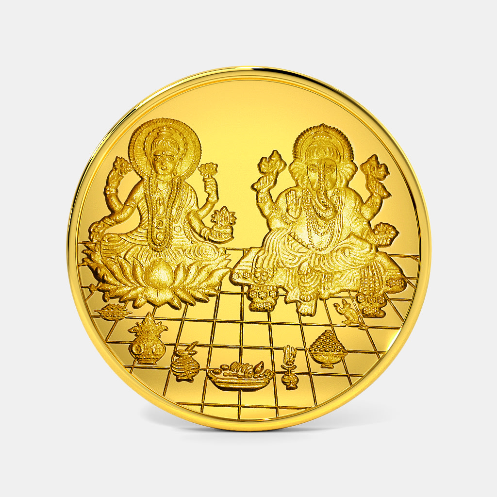 2 gram 24 KT Lakshmi Ganesh Gold Coin