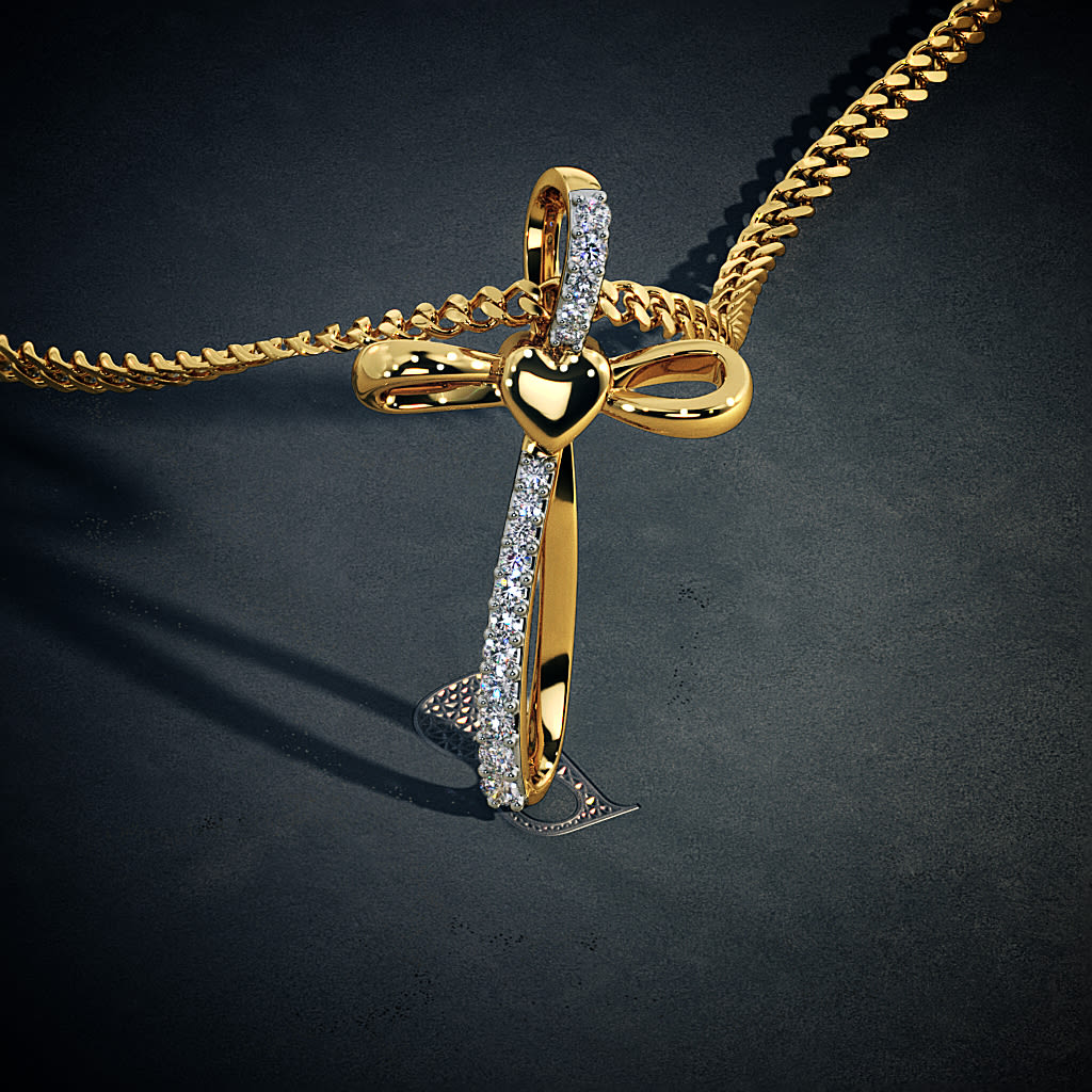 thumbnail image 2 of Fashion Women's Gold Plated Crystal Cross Pendant Necklace With Rhinestones 2 of 6