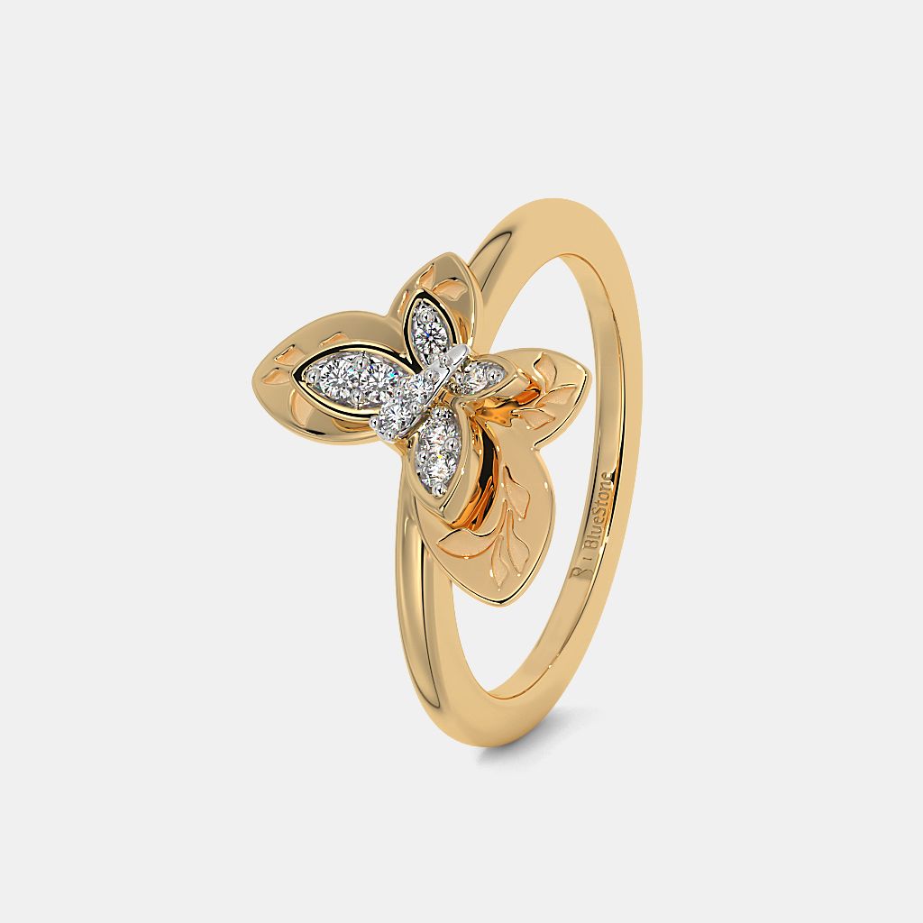 Gold ring butterfly design discount