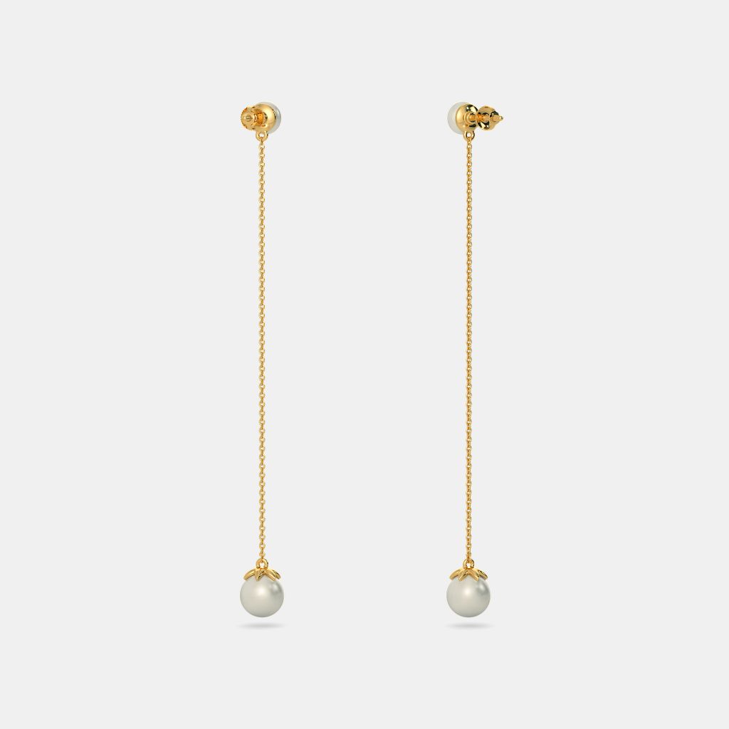 Single chain gold earrings sale