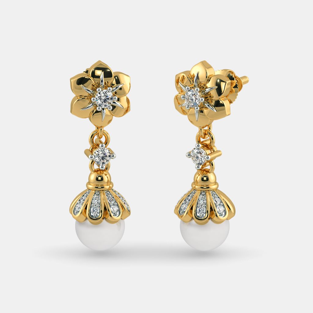 White pearl shop earrings designs