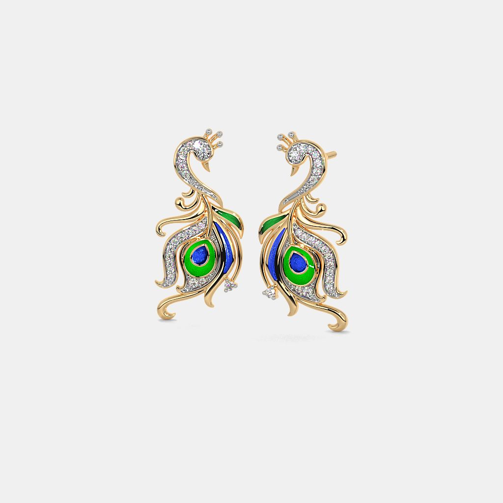 Peacock Feather Feather Earring Male Black Gold Feather Earring