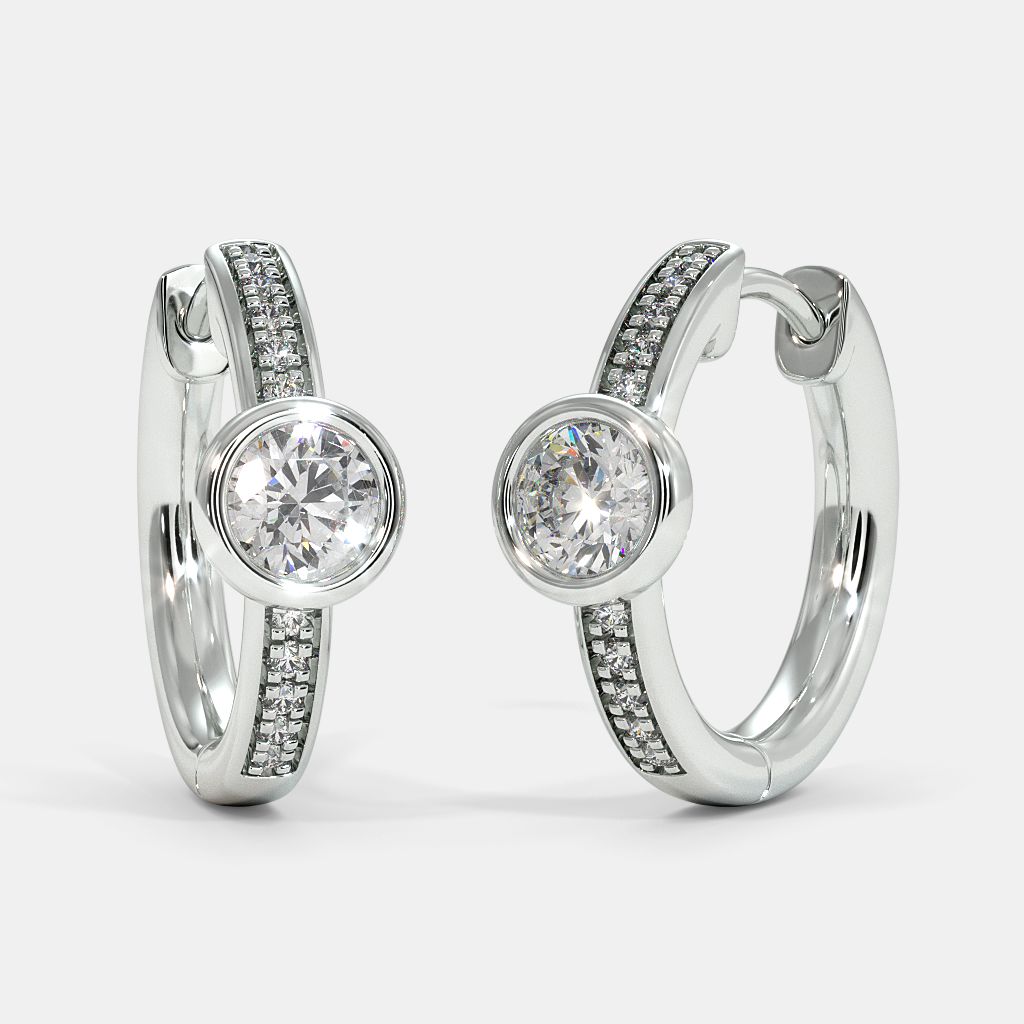 Diamond solitaire sale hoop earrings