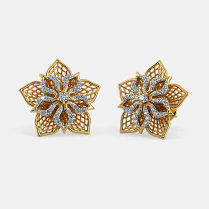 The Daffodil Lattice Stud Earrings | BlueStone.com