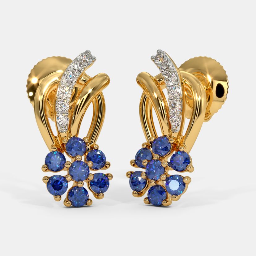 Sapphire Stud Earrings with Detachable Diamond Halo  Style 3012  PIERRE  Jewellery  order now in India