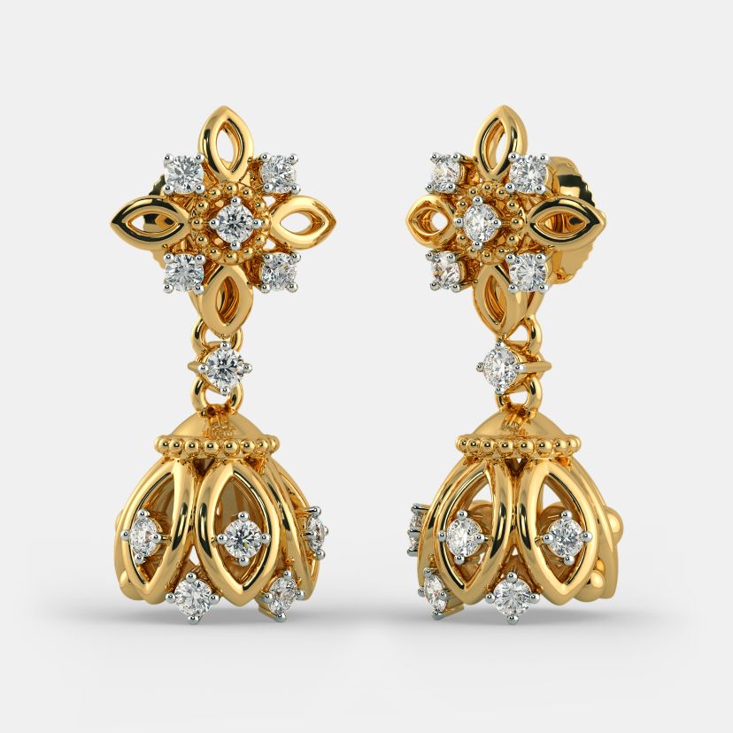 Buy Diamond Jhumka Earrings Designs Online BlueStone India s 1 Online Jewellery Brand