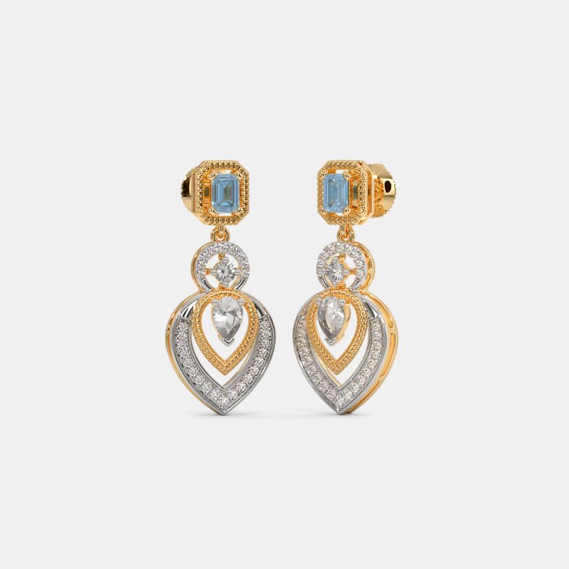 10K White Gold White Topaz Stud Earrings  Charm Diamond Centres