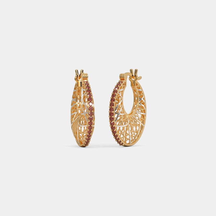 White Gold Garnet And Diamond Halo Stud Earrings  Simmons Fine Jewelry